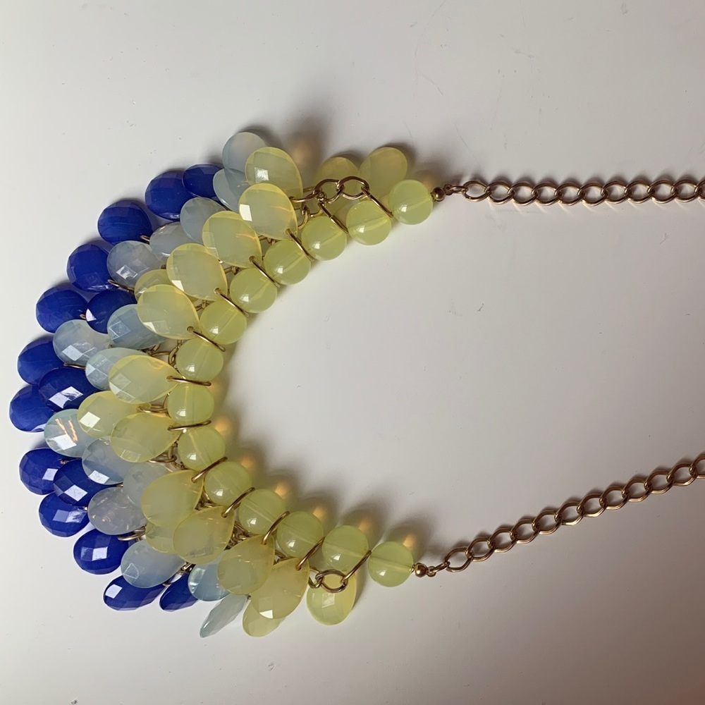 J. Crew yellow and blue necklace with gold chain
